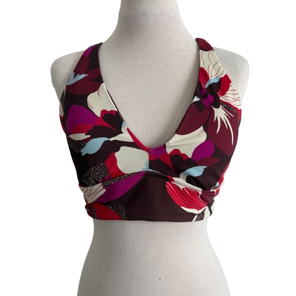 Athleta Plunge Bikini Top D-dd Decadent Chocolate Hero Bloom Large - Picture 7 of 12